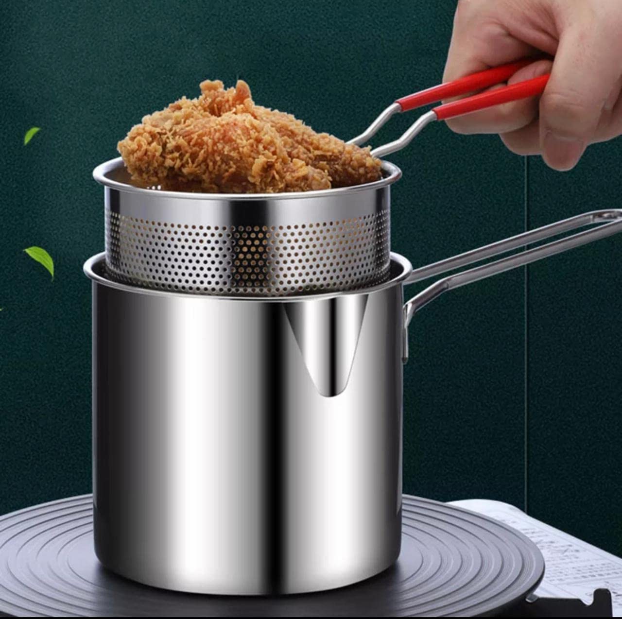 Stainless Steel Detachable Fryer Pan with FREE Electric Deep Fryer For Home & Kitchen