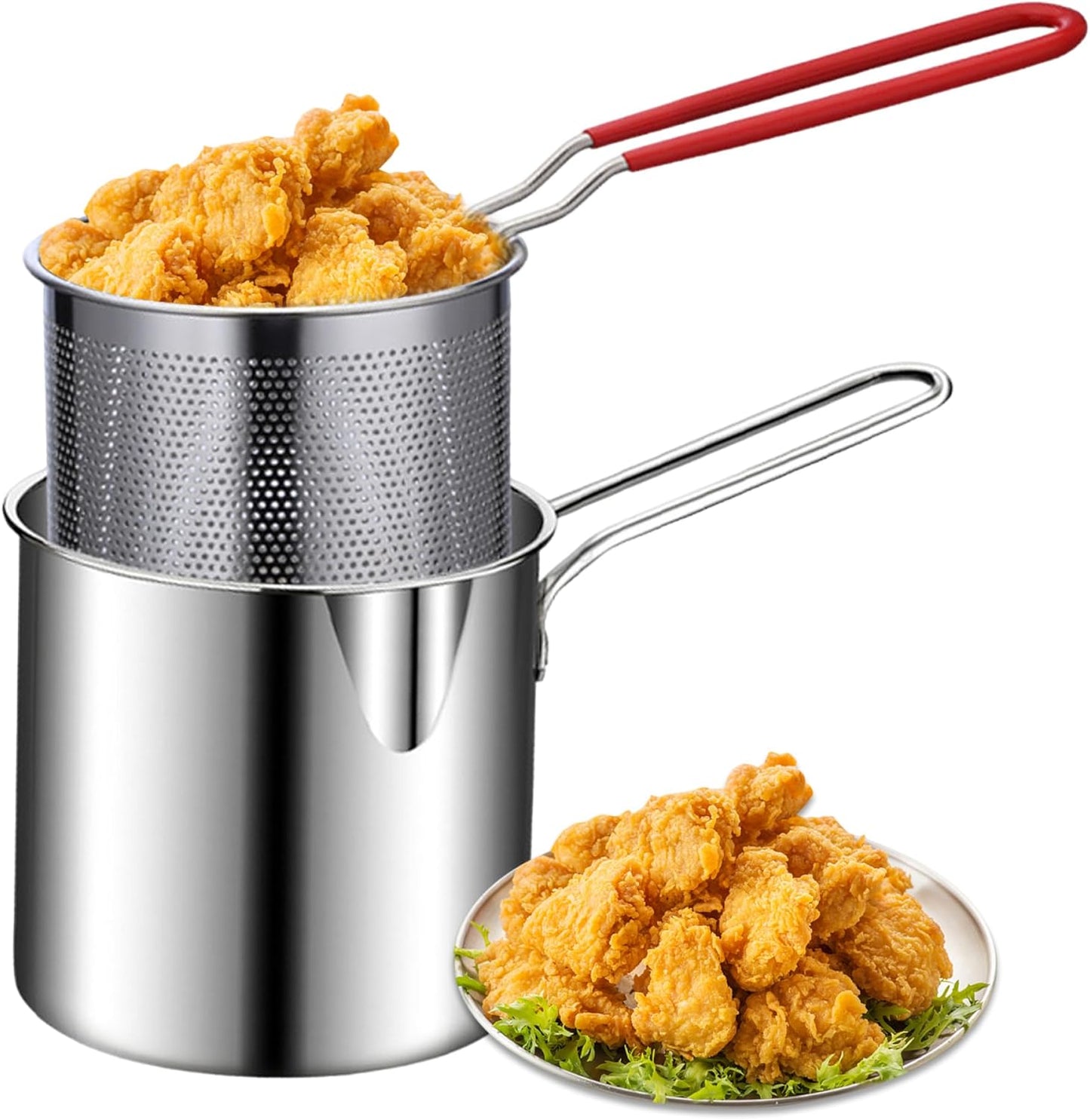 Stainless Steel Detachable Fryer Pan with FREE Electric Deep Fryer For Home & Kitchen