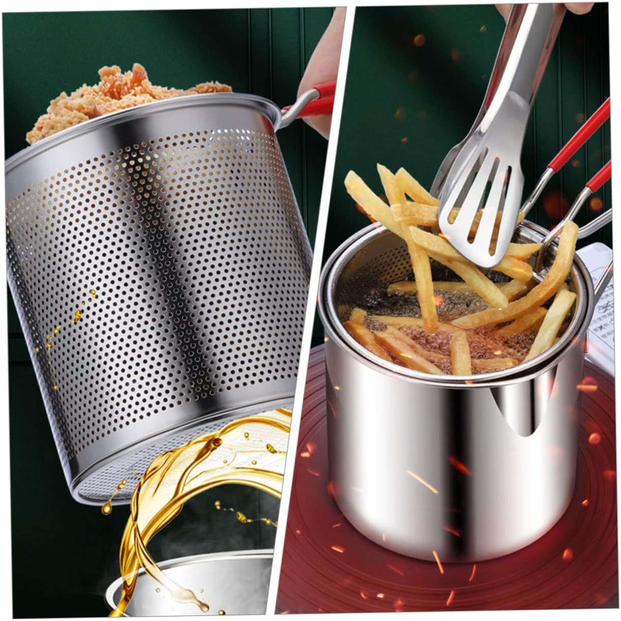 Stainless Steel Detachable Fryer Pan with FREE Electric Deep Fryer For Home & Kitchen