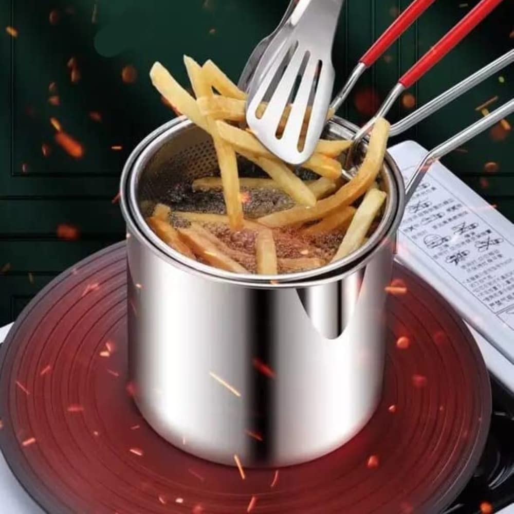 Stainless Steel Detachable Fryer Pan with FREE Electric Deep Fryer For Home & Kitchen